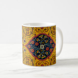 Caneca De Café Arte Floral Persa Decorativa Vintage