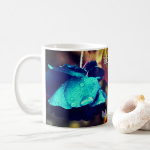 Caneca De Café Arte Floral Rosa Azul Personalizada 
