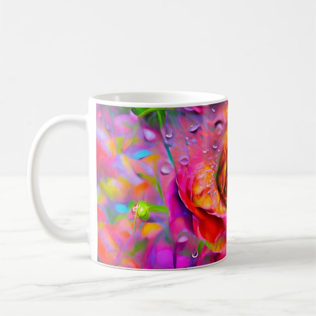 Caneca De Café Arte Floral Surreal (Esquerda)