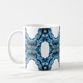Caneca De Café Arte fluida abstrata em azul abismo com tinta acrí