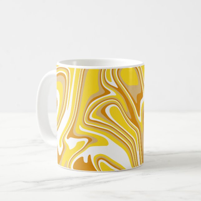 Caneca De Café Arte Fluida Abstrata Redemoinho Dourado (Frente Esquerda)