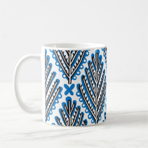 Caneca De Café Arte Folclórica Escandinava: Design Floral Retro