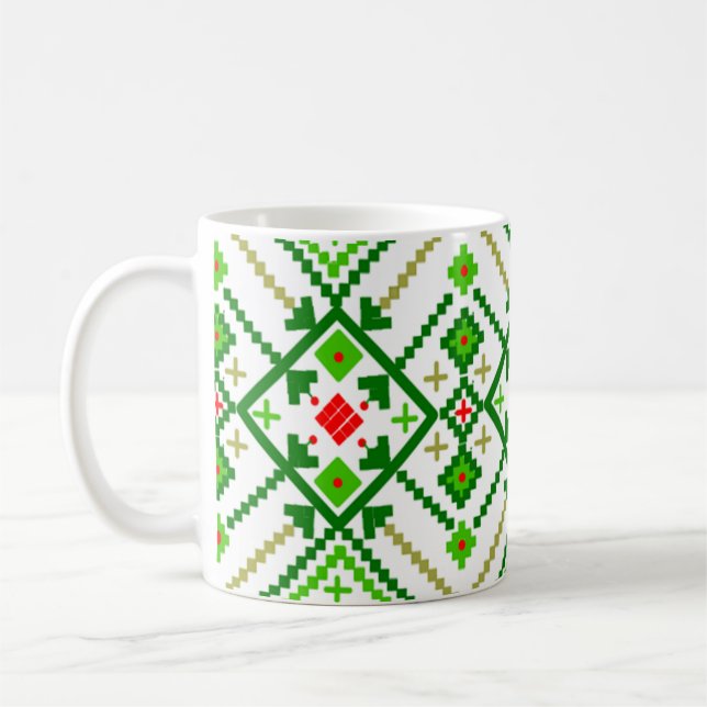 Caneca De Café Arte Folclórica Ucraniana Inspirada (Esquerda)