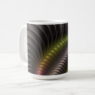 Caneca De Café Arte Fractal 3D Colorida abstrato brilhante