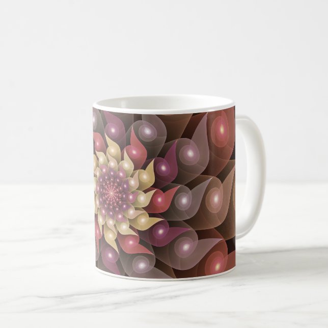 Caneca De Café Arte fractal abstrata moderna surreal brilhante (Frente Esquerda)