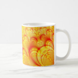 Caneca De Café Arte Fractal Colorida Brilhante