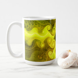 Caneca De Café Arte Fractal Colorida Divertida