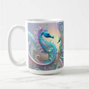 Caneca De Café Arte Fractal de Cavalos-Marinhos,