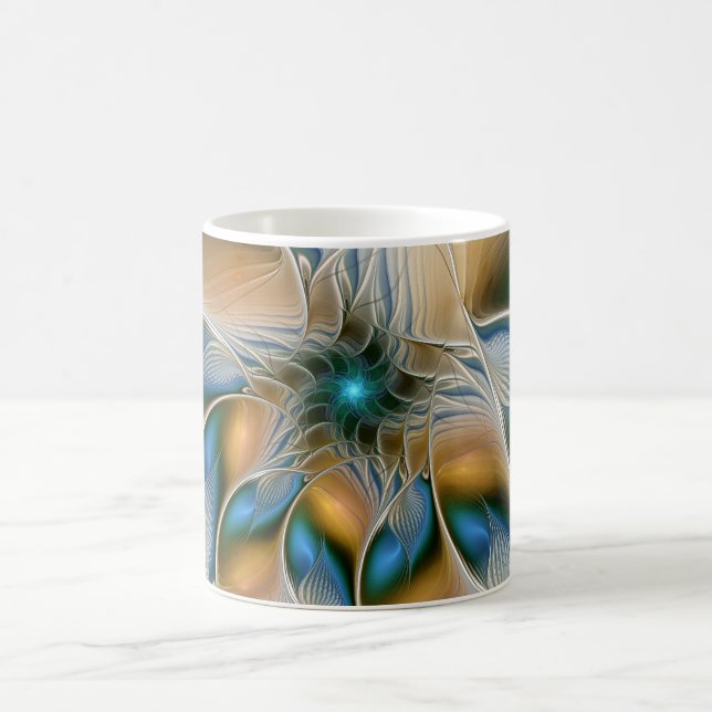 Caneca De Café Arte fractal de fantasia abstrata ascendente com a (Centro)