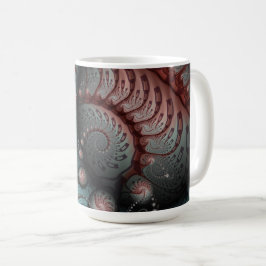 Caneca De Café Arte fractal de fantasia vívida abstrata marrom az