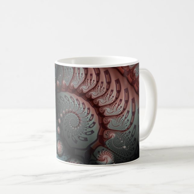 Caneca De Café Arte fractal de fantasia vívida abstrata marrom az (Frente Esquerda)