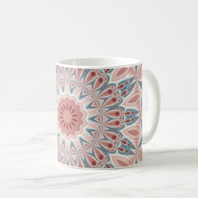 Caneca De Café Arte Fractal do Caleidoscópio Moderno em greve (Frente Esquerda)