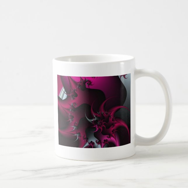 Caneca De Café arte fractal rosa (Direita)
