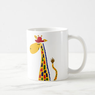 Caneca De Café Arte Funky colorida do girafa