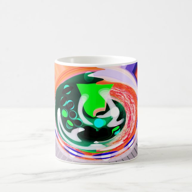 Caneca De Café arte funky do planeta alienígena (Centro)