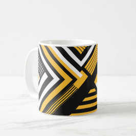 Caneca De Café Arte Geométrica com Formas Amarelas, Pretas e Bran