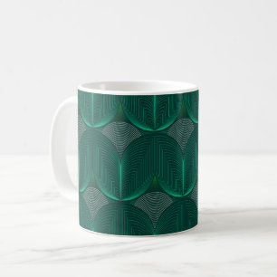 Caneca De Café Arte Geométrica Deco emerald Flor