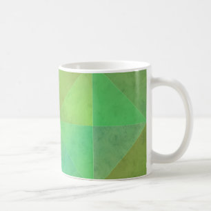 Caneca De Café Arte Geométrica Verde Padrão de Triângulo