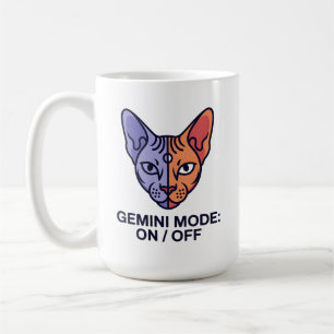 Caneca De Café Arte Gráfico do Zodíaco Gêmeos com Gato Duplo em M