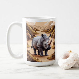Caneca De Café Arte Híbrida de Rinoceronte Miniatura Caprichosa