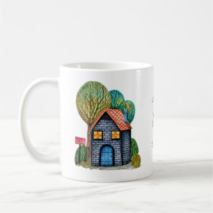 Caneca De Café Arte Home doce Home bonito da aguarela