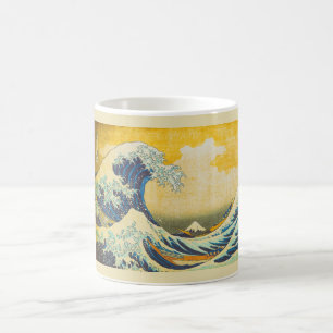 Caneca De Café Arte japonesa da onda do vintage grande