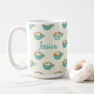 Caneca De Café Arte latina em Lâmpadas de Café Azuis e Cute com N