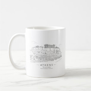 Caneca De Café Arte Linear da Acrópole de Atenas Partenon