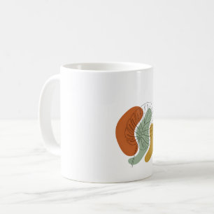 Caneca De Café Arte Linear de Folha de Monstera Moderno de Meados