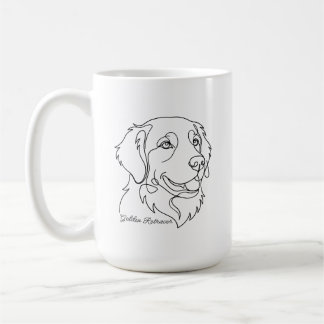 Caneca De Café Arte Linear Minimalista Monocromática de Cachorro