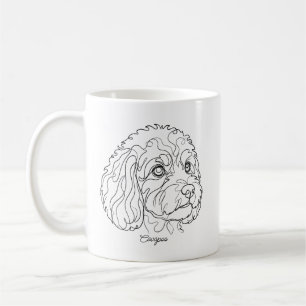 Caneca De Café Arte Linear Minimalista Monocromática de Cavapoo C