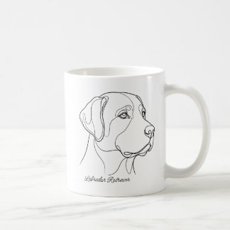 Caneca De Café Arte Linear Minimalista Monocromática de Labrador