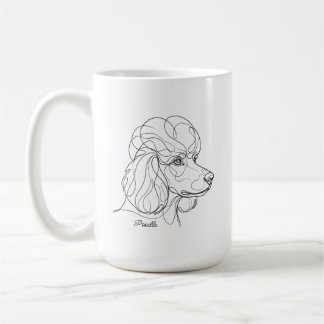 Caneca De Café Arte Linear Minimalista Monocromática de Poodle
