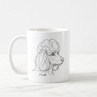Caneca De Café Arte Linear Minimalista Monocromática de Poodle