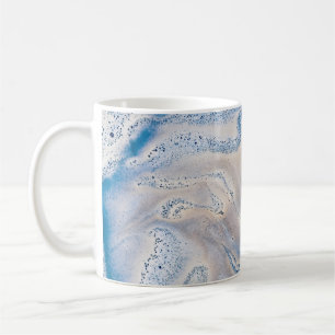 Caneca De Café Arte líquida branca e azul
