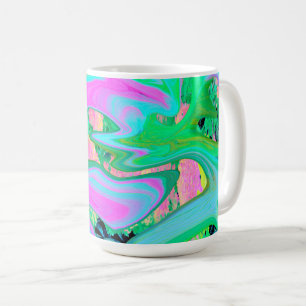 Caneca De Café Arte Líquida Rosa Antigo e Azul Claro em Hortênsia