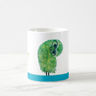 Caneca De Café Arte litoral Burrowing verde da coruja