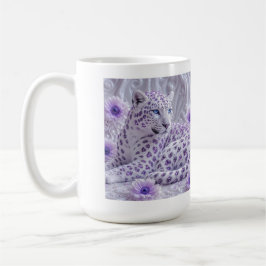 Caneca De Café Arte Majestosa de Leopardo Revestido de Joias Roxa