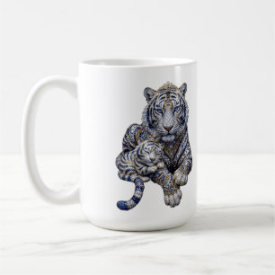 Caneca De Café Arte Majestosa do Tigre Branco Realeza Joalheria