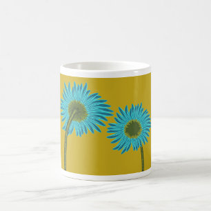 Caneca De Café Arte Margarida Azul Negrito em Fundo Amarelo de Mo