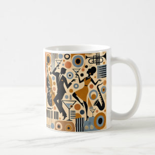 Caneca De Café Arte Minimalista da Era do Jazz de Meados do Sécul