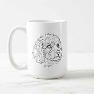 Caneca De Café Arte Minimalista Monocromática de Cavapoo Cavoodle
