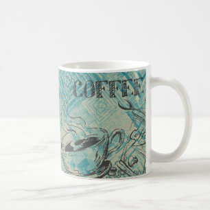 Caneca De Café Arte Moderna de Café Esboço Azul