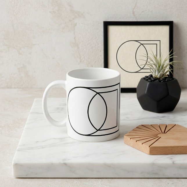 Caneca De Café Arte Moderna de Círculo Quadrado Abstrato (Criador carregado)