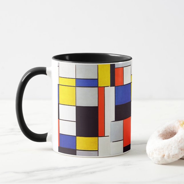 Caneca de Café Arte Moderna Grade Geométrica de Pi (Com Donut)