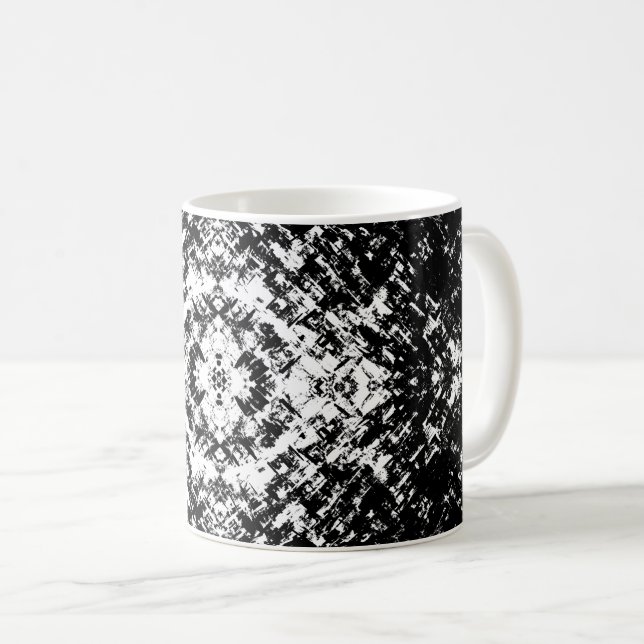 Caneca De Café Arte Moderna Negra E Branca Abstrato hipnótica (Frente Esquerda)