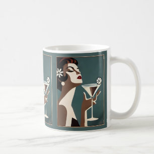 Caneca De Café Arte Moderno de Meados do Século A Diva do Martini