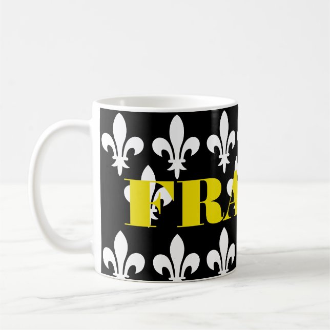 Caneca De Café Arte Monocromática de Impressão Heráldica da Franç (Esquerda)