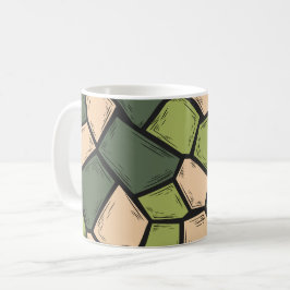 Caneca De Café Arte mosaica orgânica em tons de verde e bege