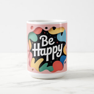 Caneca De Café Arte Motivacional em Camadas: Frase "Seja Feliz"